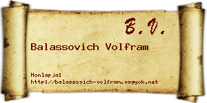 Balassovich Volfram névjegykártya